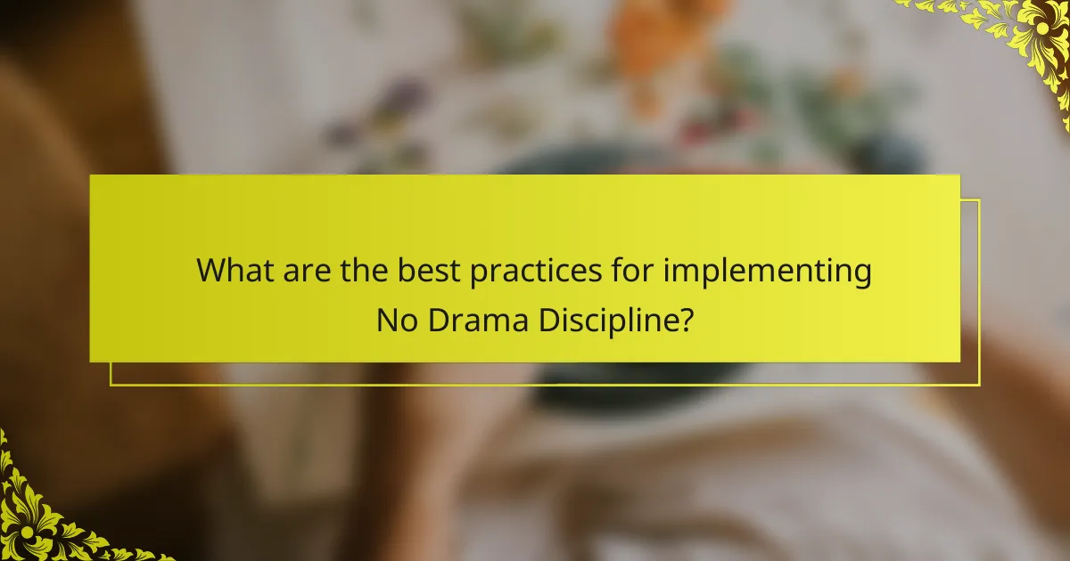 What are the best practices for implementing No Drama Discipline?