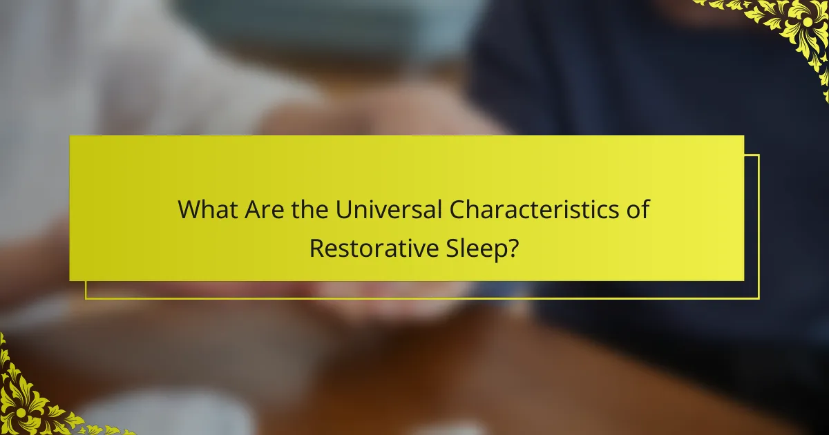 What Are the Universal Characteristics of Restorative Sleep?