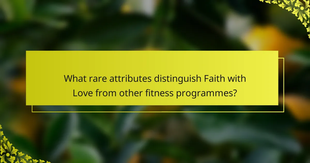 What rare attributes distinguish Faith with Love from other fitness programmes?